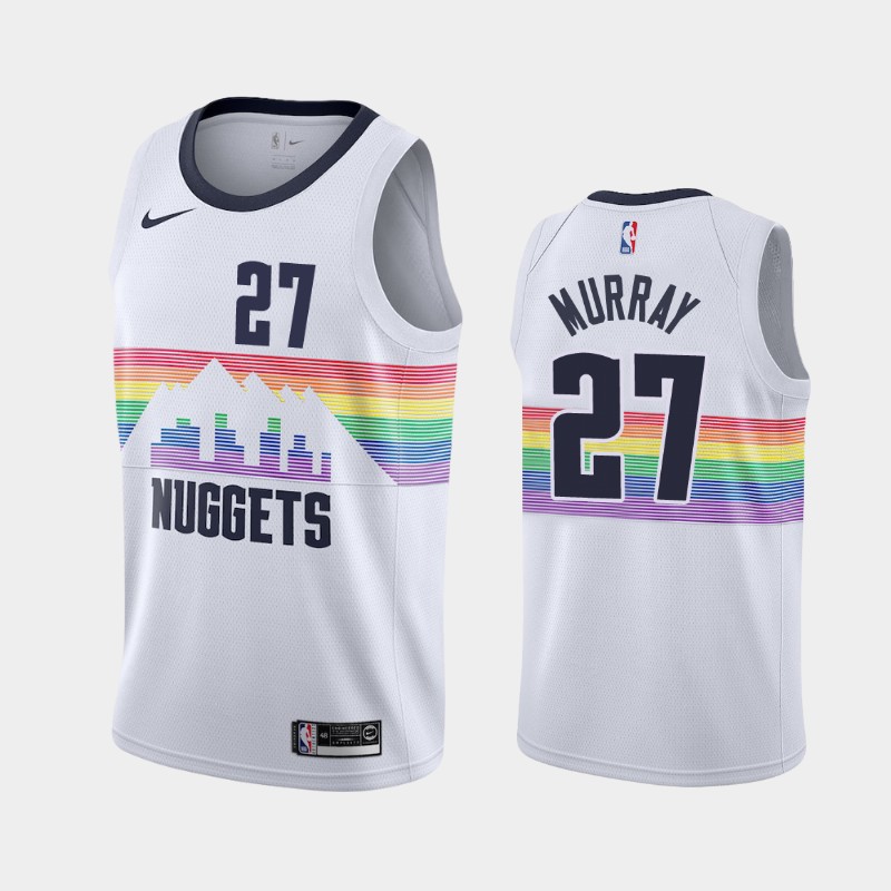 Men's Denver Nuggets #27 Jamal Murray White City Edition Stitched Jersey